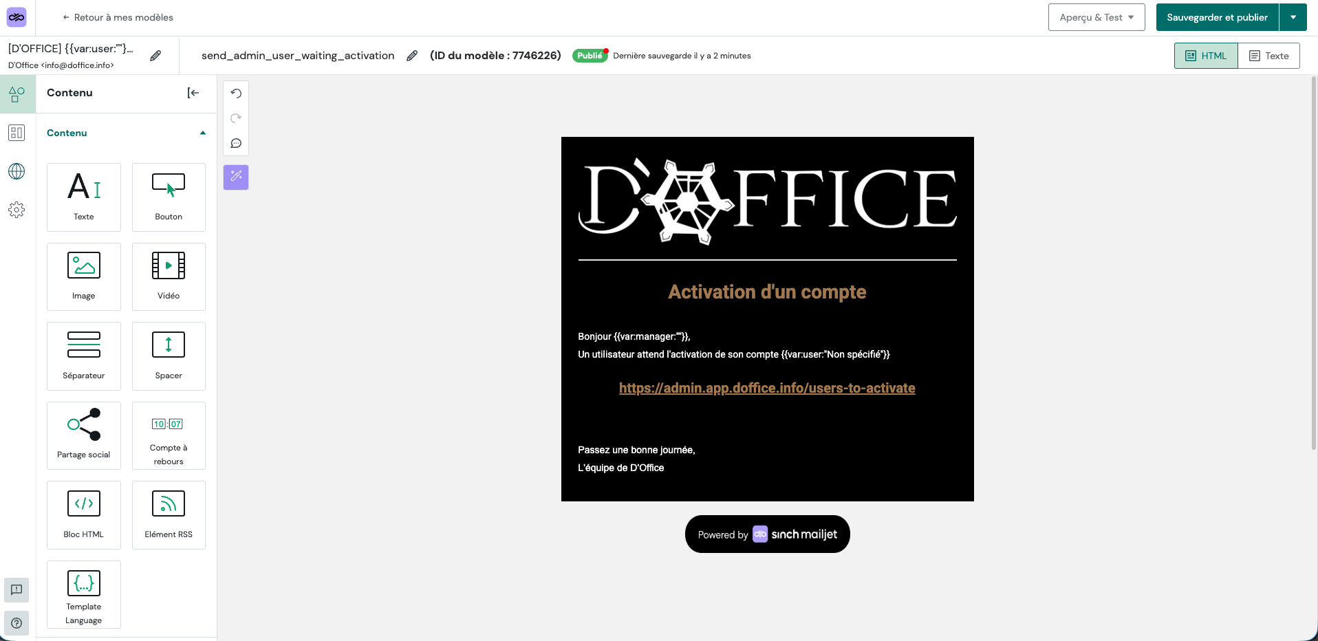 Lien dans l'interface pour voir où se trouve la variable ajoutée